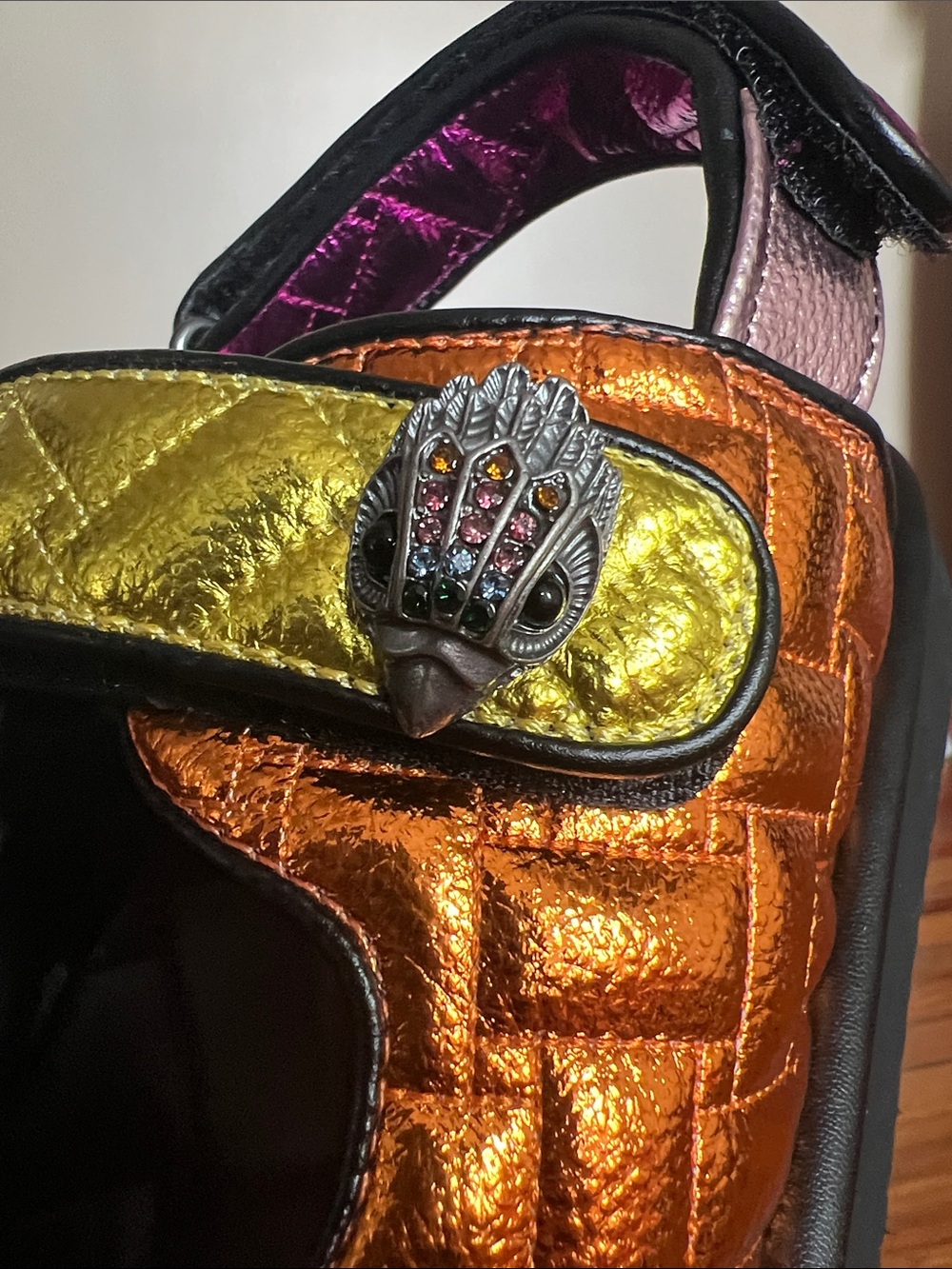 Kurt Geiger London Orson Sandal Metallic Multi Color Quilted Eagle NWOB EU 39 - Picture 7 of 10